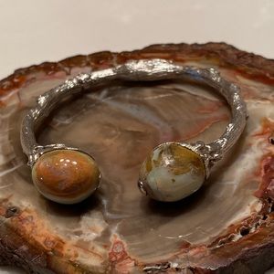 K. Brunini Sterling Silver Twig Jundah Opal Bangle